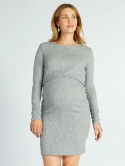 Vestido De Lactancia - GRIS -TrendyModa Ventas vestido de lactancia gris ajt61 2 frb3