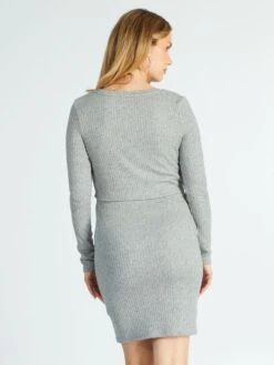 Vestido De Lactancia - GRIS -TrendyModa Ventas vestido de lactancia gris ajt61 2 frb4