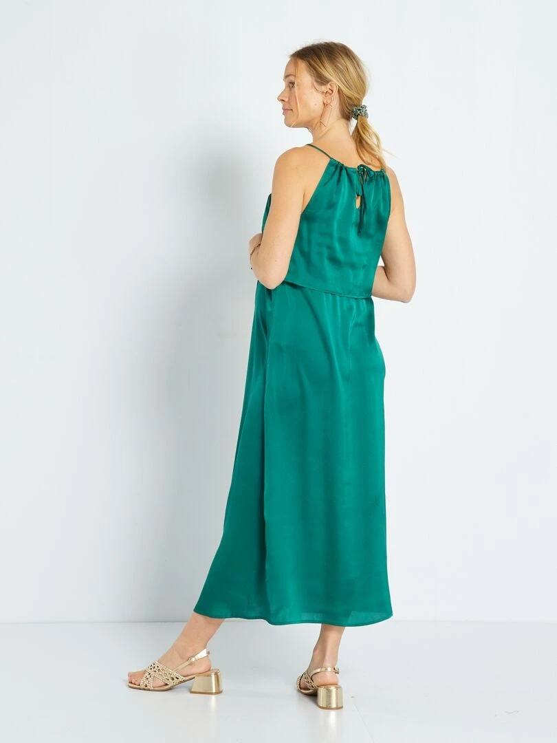 Vestido De Lino Premamá - VERDE 4 Vestido De Lino Premamá - VERDE - Imagen 2