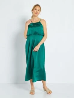 Vestido De Lino Premamá - VERDE 10 Vestido De Lino Premamá - VERDE -TrendyModa Ventas vestido de lino premama verde zr596 3 frb3