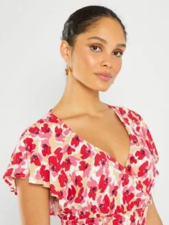 Vestido De Manga Corta Con Estampado 'JDY' - ROSA -TrendyModa Ventas vestido de manga corta con estampado jdy rosa aik45 1 frb4