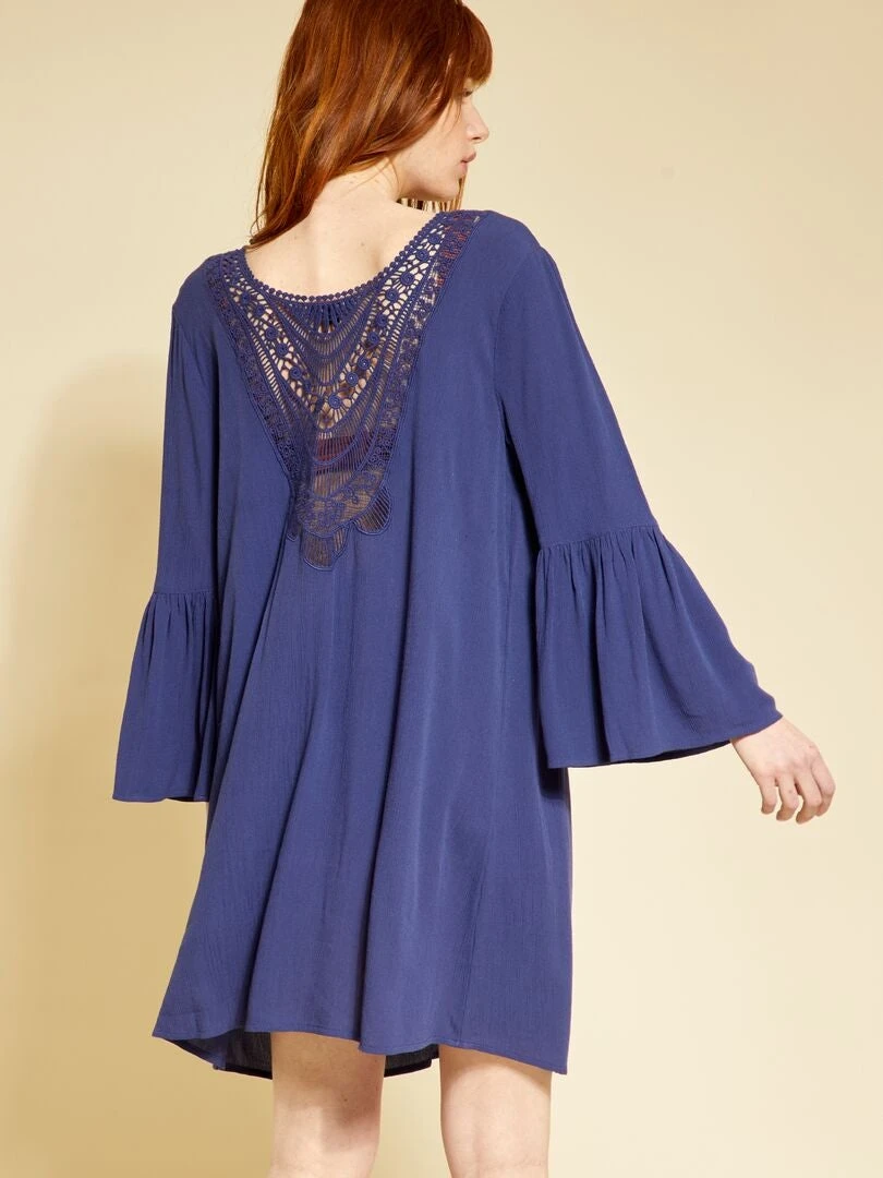 Vestido De Playa De Macramé - Azul Noche 5 Vestido De Playa De Macramé - Azul Noche - Imagen 3