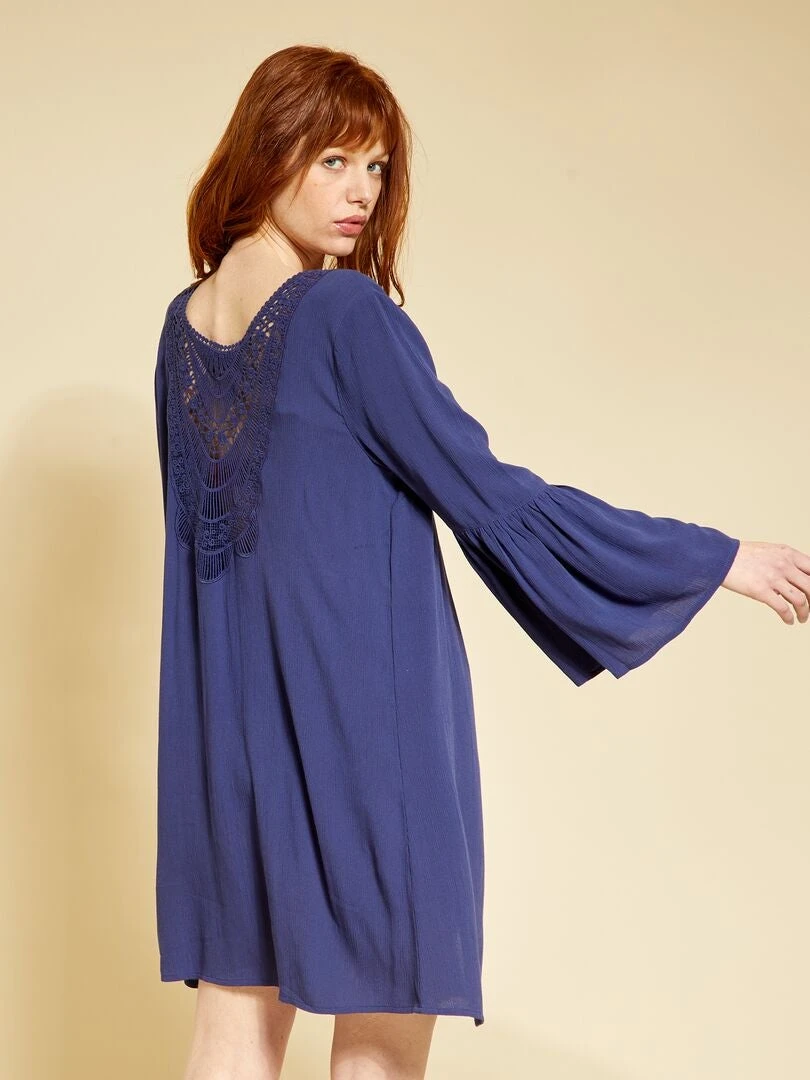 Vestido De Playa De Macramé - Azul Noche 9 Vestido De Playa De Macramé - Azul Noche - Imagen 7