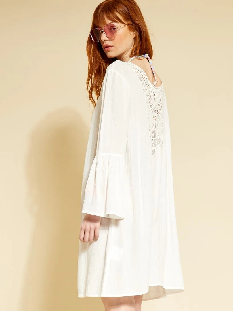 Vestido De Playa De Macramé - Blanco 5 Vestido De Playa De Macramé - Blanco - Imagen 3