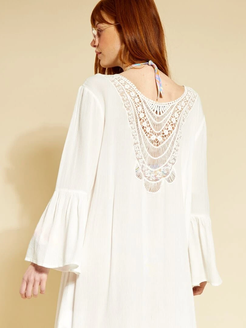 Vestido De Playa De Macramé - Blanco 7 Vestido De Playa De Macramé - Blanco - Imagen 5