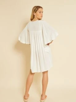 Vestido De Playa Vaporoso - Blanco -TrendyModa Ventas vestido de playa vaporoso blanco zs090 3 frb4