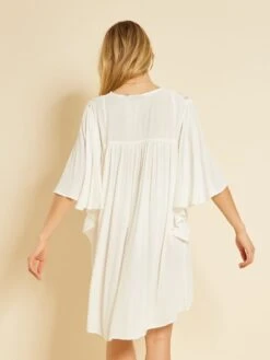 Vestido De Playa Vaporoso - Blanco -TrendyModa Ventas vestido de playa vaporoso blanco zs090 3 frb6