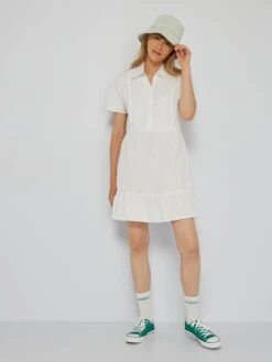 Vestido De Popelina Con Bordados - Blanco -TrendyModa Ventas vestido de popelina con bordados blanco arr96 1 frb6