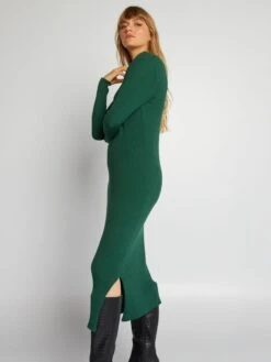 Vestido De Punto De Canalé - Verde -TrendyModa Ventas vestido de punto de canale verde adz79 2 frb4