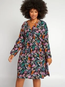 Vestido De Punto De Crepé Vaporoso - Negro