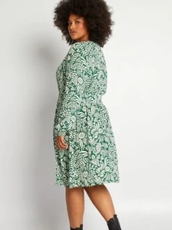 Vestido De Punto De Crepé Vaporoso - Verde -TrendyModa Ventas vestido de punto de crepe vaporoso verde aiz59 3 frb3