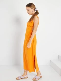 Vestido De Punto Gofrado - ORANG VERM -TrendyModa Ventas vestido de punto gofrado orang verm aum22 2 frb5