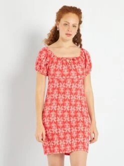 Vestido De Punto Gofrado - ROJO -TrendyModa Ventas vestido de punto gofrado rojo ack29 1 frb4