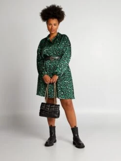 Vestido De Raso Estampado Leopardo - PXBETEVERT