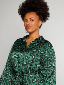 Vestido De Raso Estampado Leopardo - PXBETEVERT -TrendyModa Ventas vestido de raso estampado leopardo pxbetevert ajj03 1 frb4