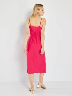 Vestido De Tirantes De Estilo Cruzado - ROSA -TrendyModa Ventas vestido de tirantes de estilo cruzado rosa ato07 1 frb3