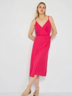 Vestido De Tirantes De Estilo Cruzado - ROSA -TrendyModa Ventas vestido de tirantes de estilo cruzado rosa ato07 1 frb4