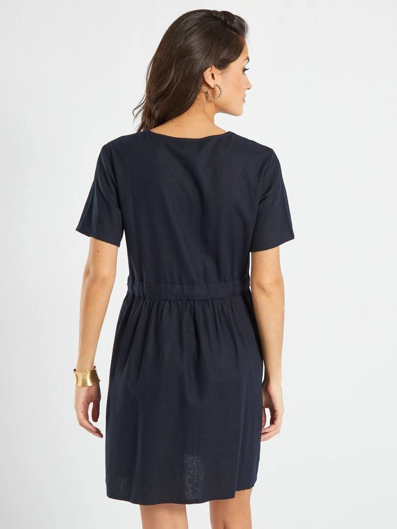 Vestido Entallado De Lino 'JDY' - AZUL 5 Vestido Entallado De Lino 'JDY' - AZUL - Imagen 3