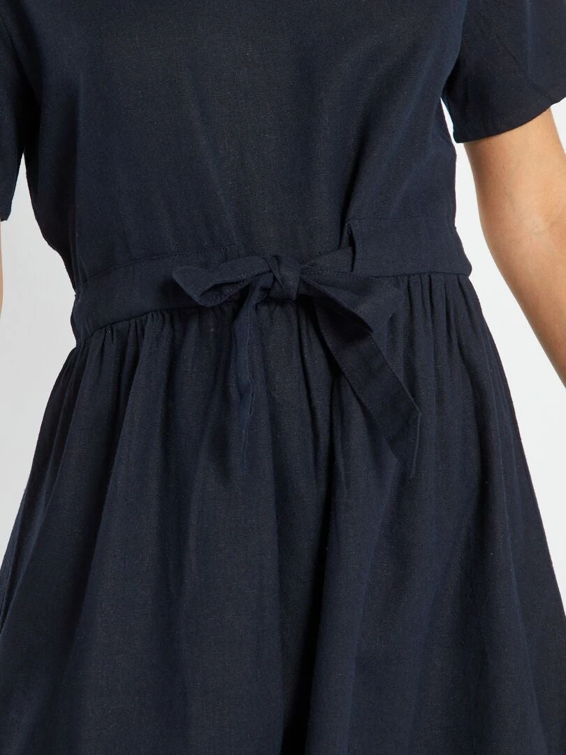 Vestido Entallado De Lino 'JDY' - AZUL 7 Vestido Entallado De Lino 'JDY' - AZUL - Imagen 5