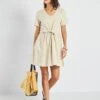 Vestido Entallado De Lino 'JDY' - Beige -TrendyModa Ventas vestido entallado de lino jdy beige abv74 1 frb1