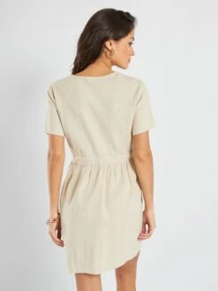 Vestido Entallado De Lino 'JDY' - Beige -TrendyModa Ventas vestido entallado de lino jdy beige abv74 1 frb3