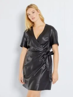 Vestido Entallado De Material Sintético - Negro -TrendyModa Ventas vestido entallado de material sintetico negro zj686 1 frb3