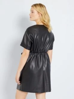 Vestido Entallado De Material Sintético - Negro -TrendyModa Ventas vestido entallado de material sintetico negro zj686 1 frb4