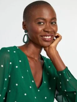 Vestido Estampado Con Cinturón Anudable - Verde -TrendyModa Ventas vestido estampado con cinturon anudable verde adz80 3 frb3