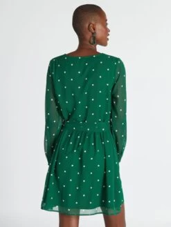 Vestido Estampado Con Cinturón Anudable - Verde -TrendyModa Ventas vestido estampado con cinturon anudable verde adz80 3 frb4