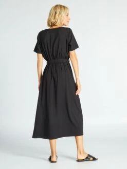 Vestido Largo Con Abertura Cruzada - Negro 10 Vestido Largo Con Abertura Cruzada - Negro -TrendyModa Ventas vestido largo con abertura cruzada negro zg177 1 frb3