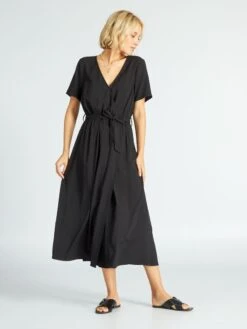 Vestido Largo Con Abertura Cruzada - Negro 11 Vestido Largo Con Abertura Cruzada - Negro -TrendyModa Ventas vestido largo con abertura cruzada negro zg177 1 frb4