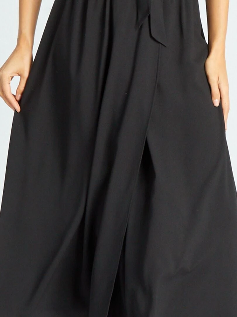 Vestido Largo Con Abertura Cruzada - Negro 8 Vestido Largo Con Abertura Cruzada - Negro - Imagen 6