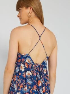 Vestido Largo Con Acabado A Capas - AZUL -TrendyModa Ventas vestido largo con acabado a capas azul aeb65 6 frb5