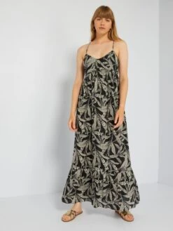 Vestido Largo Con Acabado A Capas - NEGRO -TrendyModa Ventas vestido largo con acabado a capas negro aeb65 5 frb3