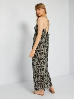 Vestido Largo Con Acabado A Capas - NEGRO -TrendyModa Ventas vestido largo con acabado a capas negro aeb65 5 frb4