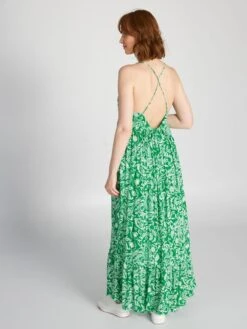 Vestido Largo Con Acabado A Capas - VERDE -TrendyModa Ventas vestido largo con acabado a capas verde aeb65 8 frb3