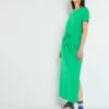 Vestido Largo Con Cinturón Anudable - Verde -TrendyModa Ventas vestido largo con cinturon anudable verde zq771 2 frb1