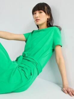 Vestido Largo Con Cinturón Anudable - Verde -TrendyModa Ventas vestido largo con cinturon anudable verde zq771 2 frb2