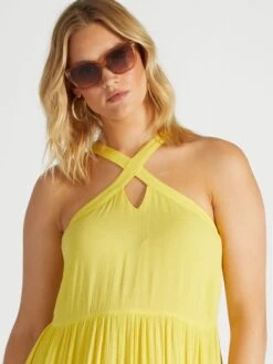 Vestido Largo Con Cuello Cruzado - HO_LEMONZE -TrendyModa Ventas vestido largo con cuello cruzado holemonze aiu24 2 frb3