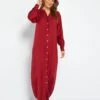 Vestido Largo Con Cuello Panadero - ROJO -TrendyModa Ventas vestido largo con cuello panadero rojo aea11 2 frb1