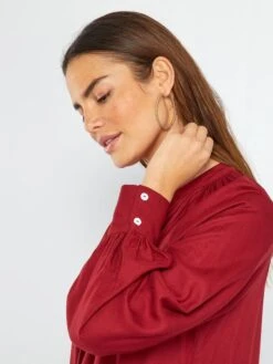 Vestido Largo Con Cuello Panadero - ROJO -TrendyModa Ventas vestido largo con cuello panadero rojo aea11 2 frb2