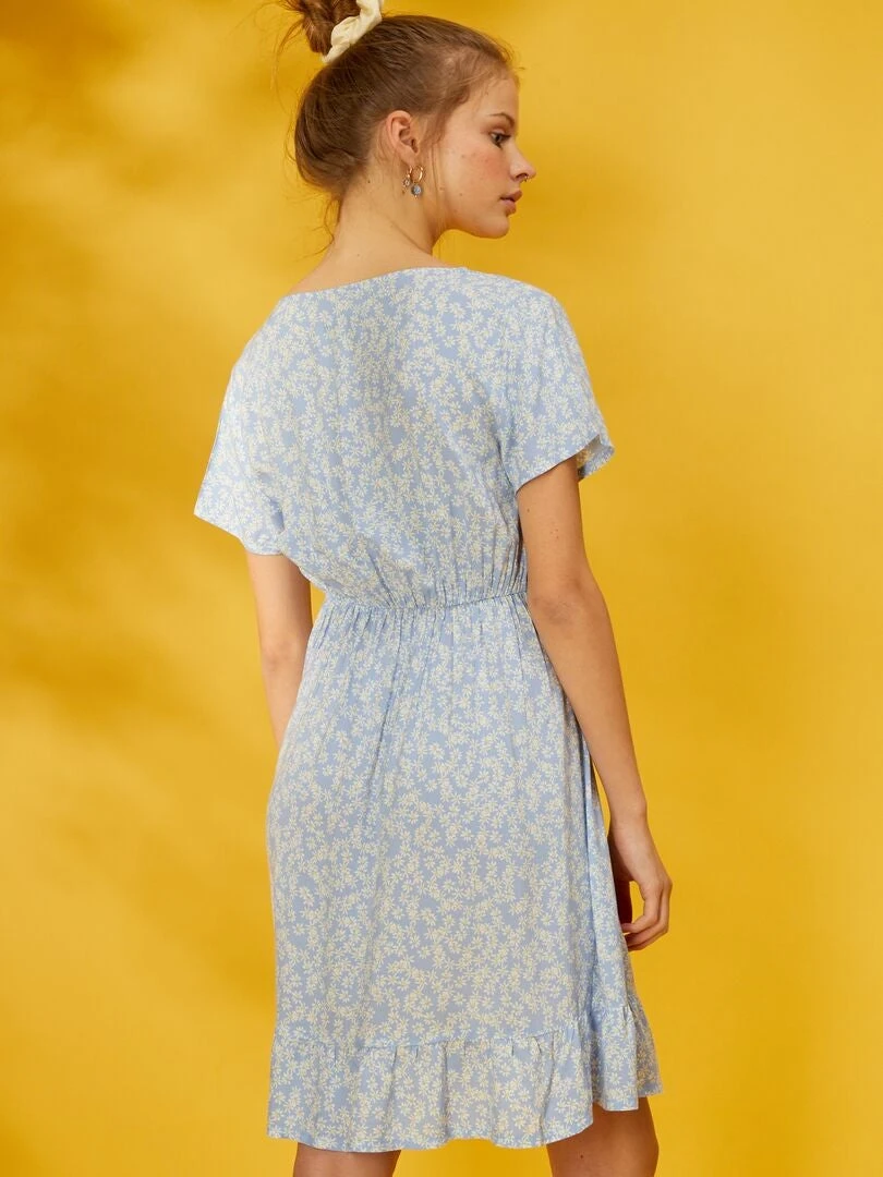 Vestido Largo Con Estampado De Flores - AZUL 5 Vestido Largo Con Estampado De Flores - AZUL - Imagen 3