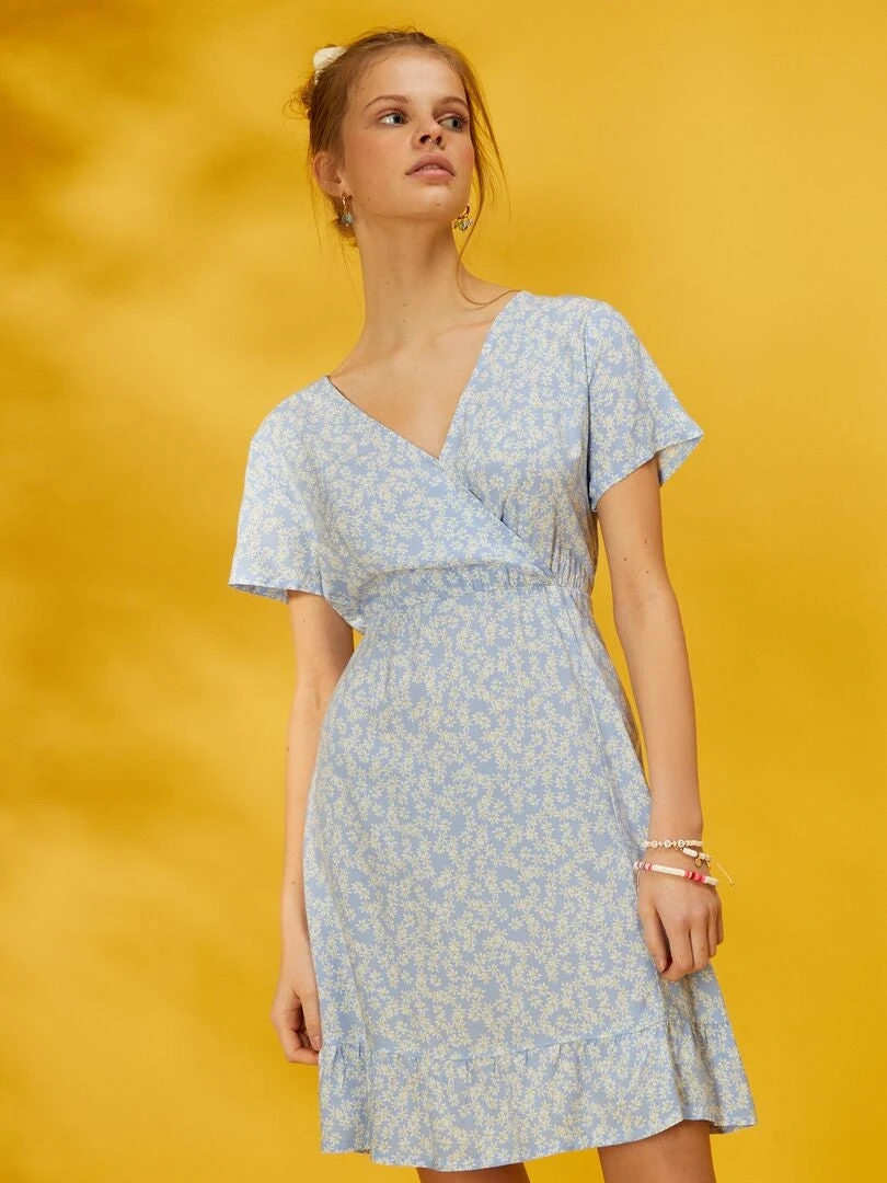 Vestido Largo Con Estampado De Flores - AZUL 7 Vestido Largo Con Estampado De Flores - AZUL - Imagen 5