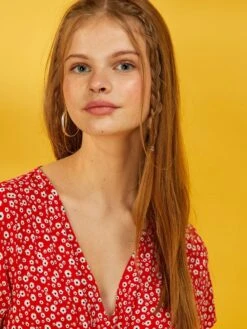 Vestido Largo Con Estampado De Flores - ROJO -TrendyModa Ventas vestido largo con estampado de flores rojo zo045 3 frb5