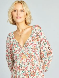 Vestido Largo Con Estampado Y Detalle En El Pecho - BEIGE 12 Vestido Largo Con Estampado Y Detalle En El Pecho - BEIGE -TrendyModa Ventas vestido largo con estampado y detalle en el pecho beige alz19 1 frb4