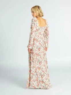 Vestido Largo Con Estampado Y Detalle En El Pecho - BEIGE 13 Vestido Largo Con Estampado Y Detalle En El Pecho - BEIGE -TrendyModa Ventas vestido largo con estampado y detalle en el pecho beige alz19 1 frb5