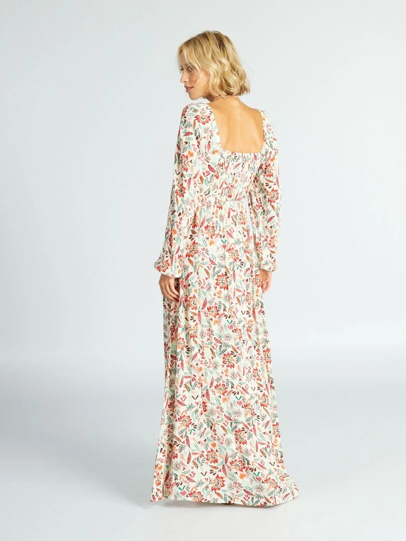 Vestido Largo Con Estampado Y Detalle En El Pecho - BEIGE 7 Vestido Largo Con Estampado Y Detalle En El Pecho - BEIGE - Imagen 5