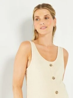 Vestido Largo De Canalé Premamá - BEIGE -TrendyModa Ventas vestido largo de canale premama beige ael66 1 frb2