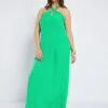 Vestido Largo De Efecto Satinado - Verde -TrendyModa Ventas vestido largo de efecto satinado verde zq487 2 frb1