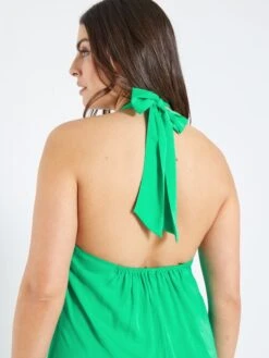 Vestido Largo De Efecto Satinado - Verde -TrendyModa Ventas vestido largo de efecto satinado verde zq487 2 frb4